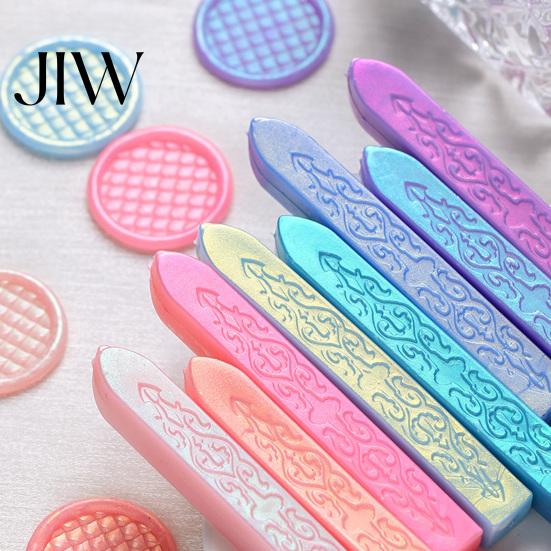 Aurora Color Melting Wax Strips 6PCS Sealing Sticks, Multi-color Gradient Strips, Without Premium for Seal Stamping Core Stamp, Envelopes And
