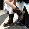 British Martin Boots Women's New Autumn Retro Women's Shoes Maillard Brown Boots Platform Black Short Boots