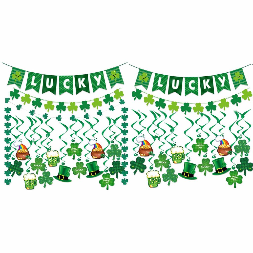 Shamrock Letter Banner Hanging Swirl Decor Shamrock Hanging Swirls Dangling Decor for Home Saint Patrick Party Supplies
