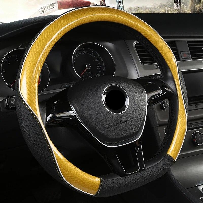 D-образный чехол на руль из кожи + углеродного волокна для VW GOLF 7 2015 POLO JATTA Suzuki Swift Nissan Rogue 2017 2018