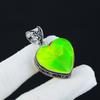 Зеленый Тройной Опал Огненный Драгоценный Камень Серебряная Подвеска из Стерлингового Серебра 925 пробы - Дизайн Сердца Ручной Работы, Ювелирное Украшение для Повседневной Носки, Уникальные Подарки-Подвески