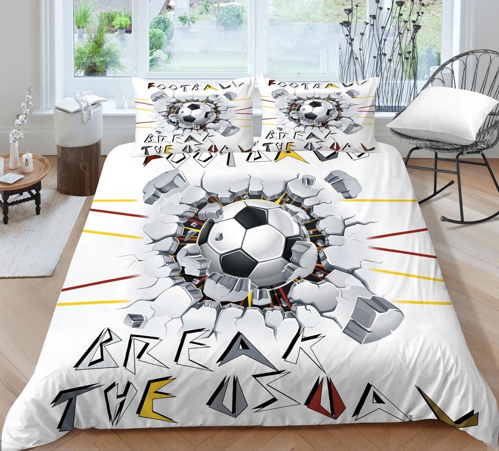 Комплект постельного белья с 3D футбольным принтом, пододеяльник со спортивным узором, наволочка, очень большой размер, украшение для дома
