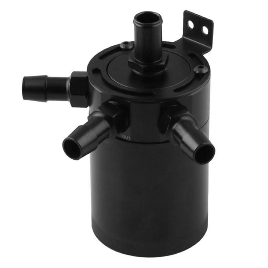 3-Port Oil Reservoir Catch Can Tank with Drain Valve & Breather Filter Universal