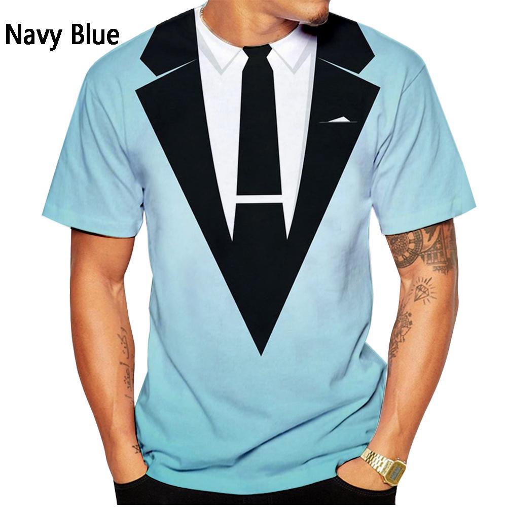 Летняя мода забавный поддельный костюм 3D футболка смокинг галстук-бабочка 3D печать футболка мужская крутая уличная одежда