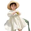 Baby Clothes Dress for Girls Toddlers with Detachable Collar Cute Kids Princess Style Fluffy Gathered Autumn Tunic Going Out Gift Ages White [SLINX]