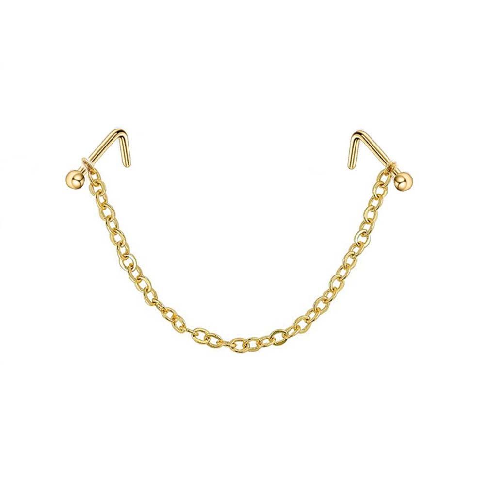 Steel Earrings Piercing Rhinestones Septum Rings Double Nose Chain Nose Piercing Ring Nose Stud