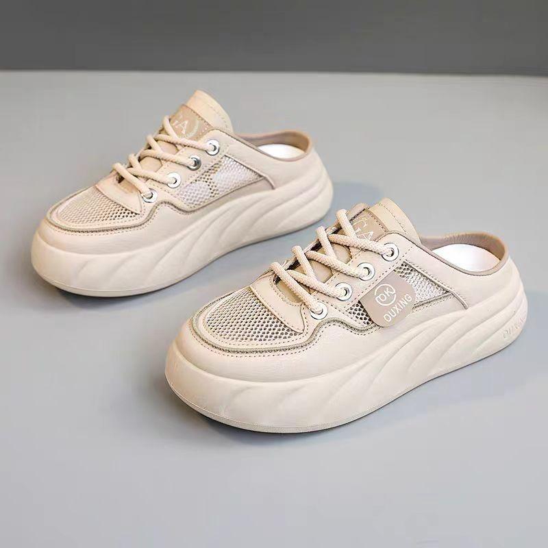 Тапочки с закрытым носком, женская новая летняя одежда для отдыха, сетчатая поверхность, мягкая подошва, обувь для беременных женщин, спортивная обувь для отдыха