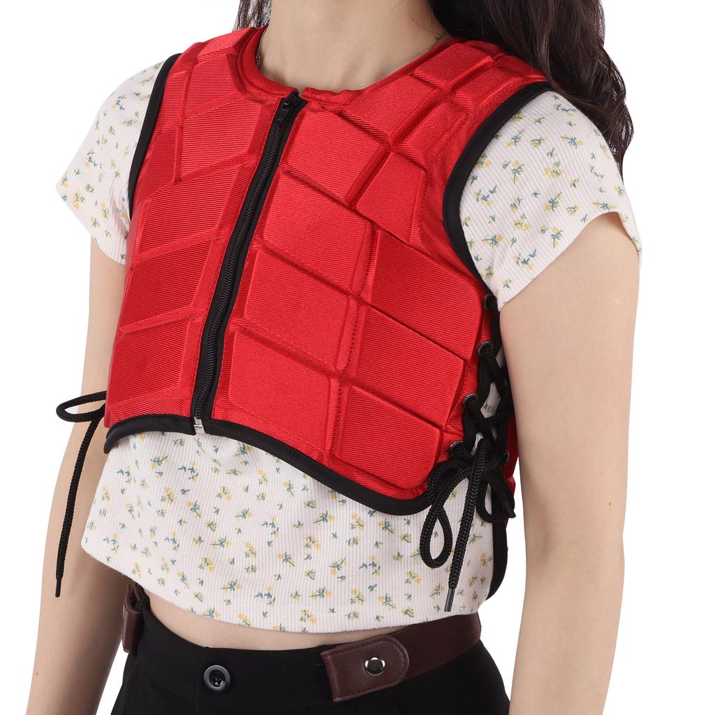 Kids Equestrian Vest Foam Padded Safety Horse Riding Protective Gear Body Protector Red