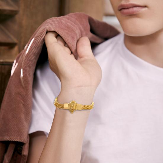 Мужской браслет с декором в виде льва, браслет в стиле хип-хоп, круглый, гладкий, тонкая работа, ювелирное изделие, подарок, наручный аксессуар