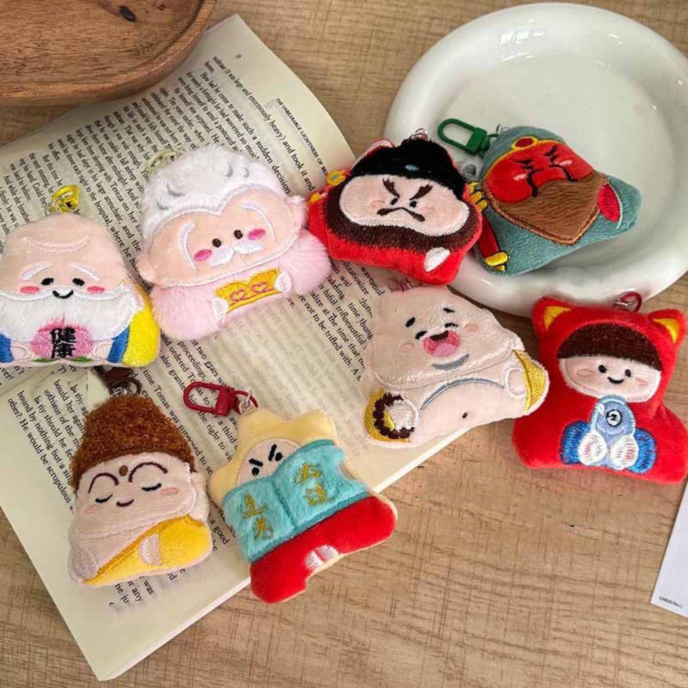 Moon Lord Chinese God Dolls Pendant Yuchi Gong Plush God of Longevity Pendant Key Decor