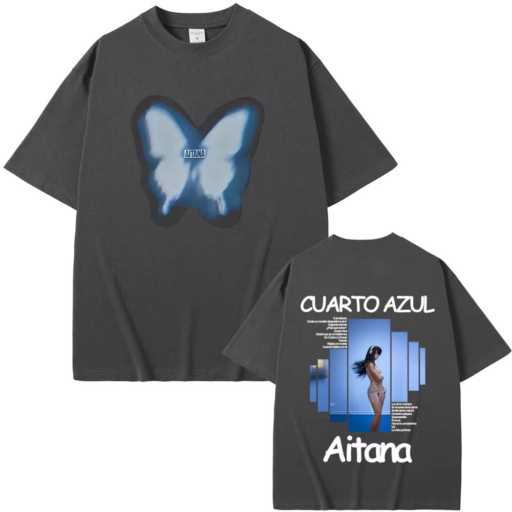 Hot Sale Singer Aitana Cuarto Azul Album Graphic Tshirt Unisexs WOMEN Fashion Pop Music T Shirts Cotton Casual Oversized Tshirts