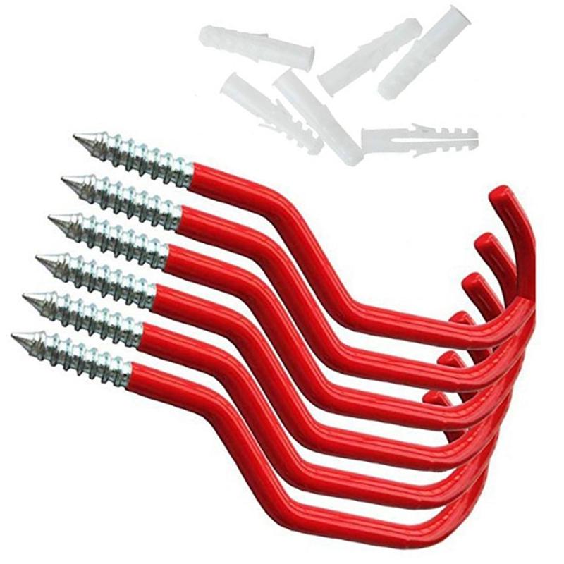 6 шт./компл. металлические настенные крючки для велосипедов, вешалка для хранения, потолочная вешалка для сада, гаража, лопаты, метлы, швабры, органайзер, держатель для подвешивания
