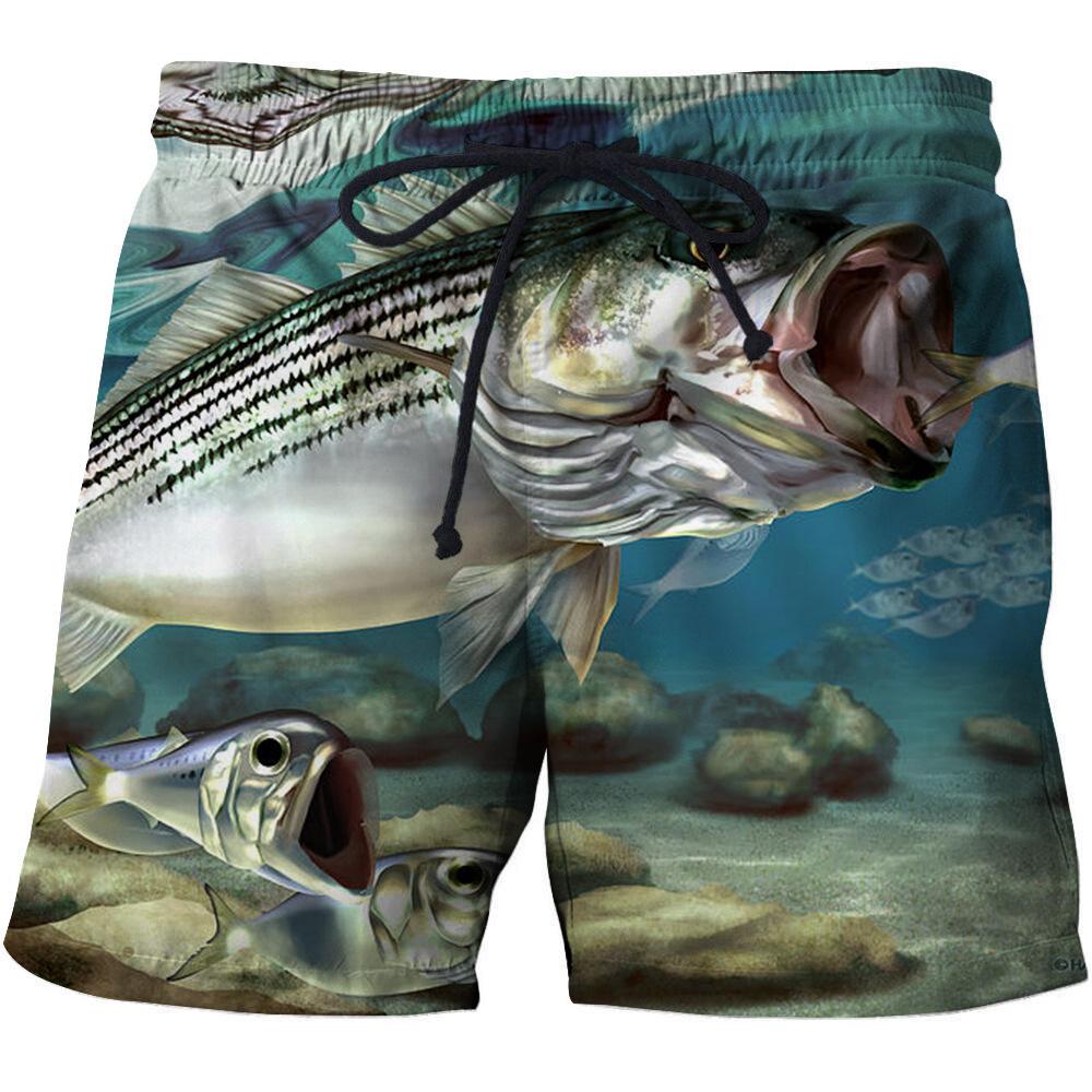 Men's 3D Big Eyed Shark Print Shorts Casual Beach Shorts