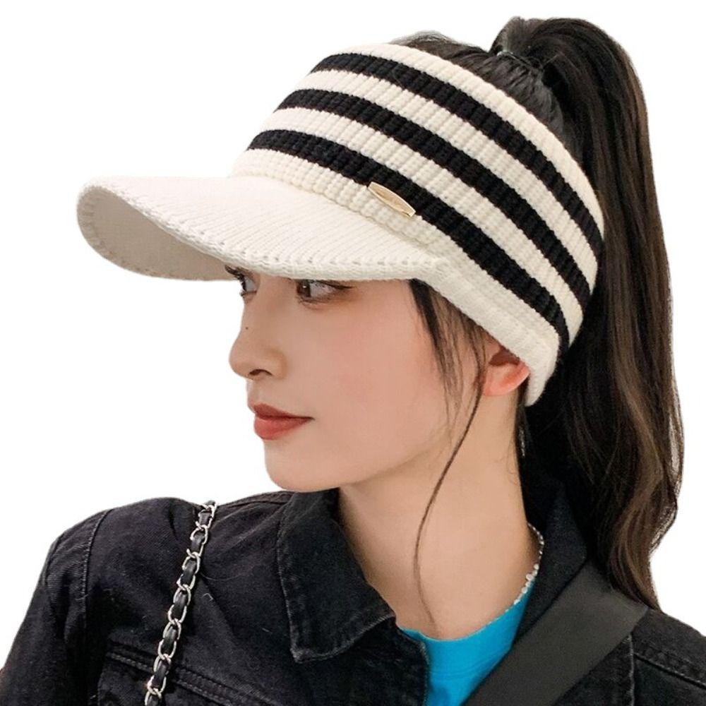 Зимняя шляпа в полоску, модные спортивные шапки на открытом воздухе, новые бейсболки с пустым верхом