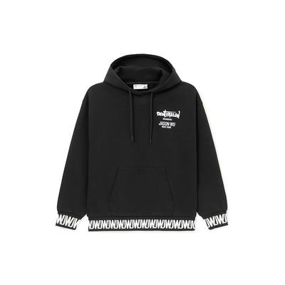 Li Ning X Jason Wu Collaboration Sports Fashion Series Вышитый логотип Свободный пуловер с капюшоном Унисекс толстовки Черный AWDRH10-1