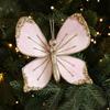 Velvet Butterfly Christmas Flower Flocking Artificial Double Simulation Christmas Decorations Exquisite Sequins Glitter