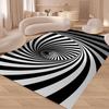 3D ковер с иллюзией вихря для спальни гостиной, нескользящий коврик, черно-белый геометрический оптический декор