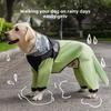 Dog Fashion Splicing Golden Retriever Big Dog Raincoat Medium and Large Dog Four-legged All-inclusive Waterproof Pet Poncho
