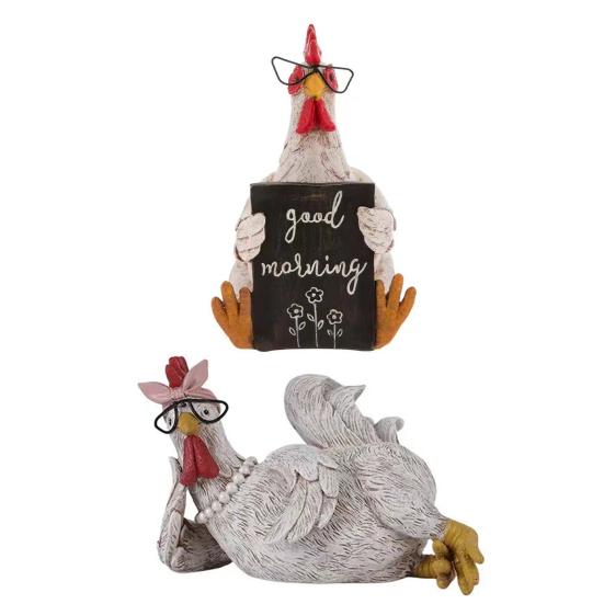 Деревенская фигурка петуха из смолы, состаренная статуэтка курицы, скульптура петуха в стиле фермерского дома