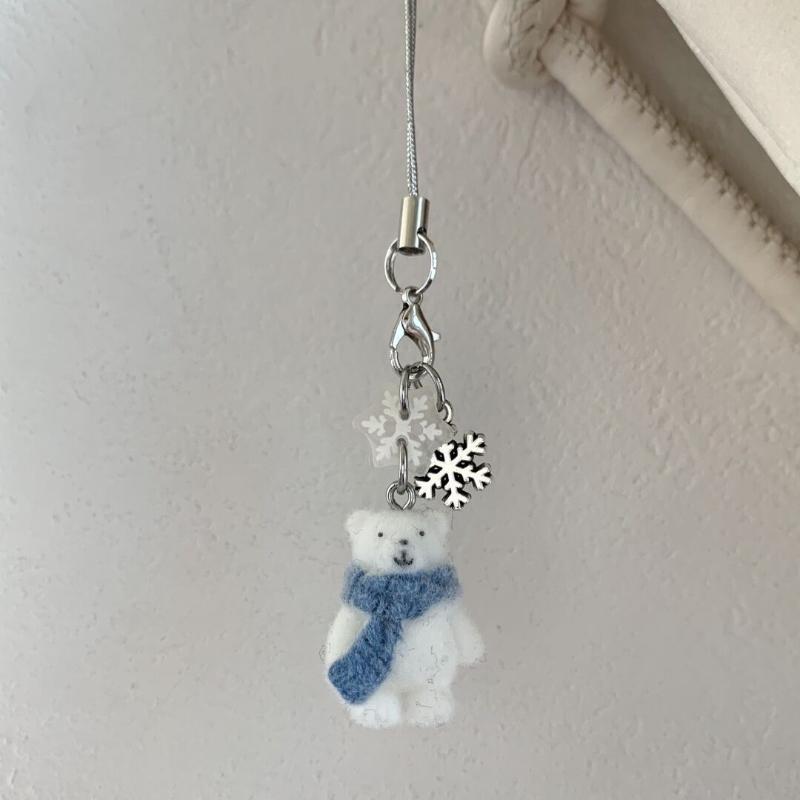 Милая зимняя цепочка для мобильного телефона со снежинкой и снеговиком, подвеска для рождественской елки и рюкзака, украшение, новогодний подарок
