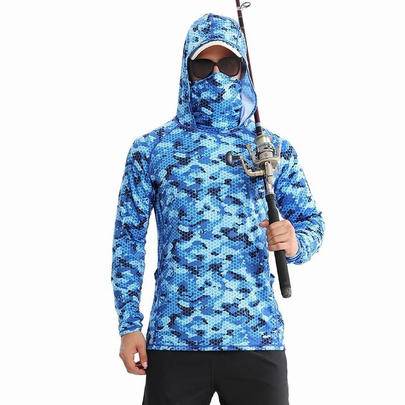 Mens Quick-Dry Fishing Shirt UPF 50 Sun Protection Breathable Ice Silk Outdoor Sportswear Hiking Camping Cycling
