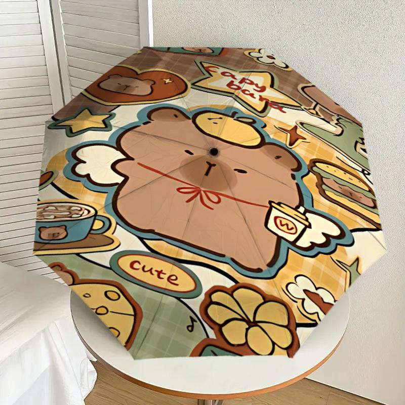 1PC Capybara Cute Umbrella-8-Rib Reinforced, Automatic Open, Lightweight & Durable, Cute Fashion Accessory for Outdoor-A1241