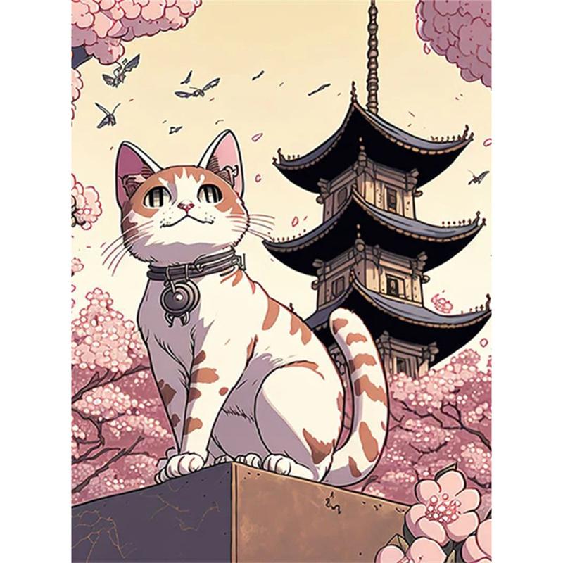 DIY Diamond Painting Pink Cat Stitch Kit Mosaic Art Diamond Painting Full Circle/Square Diamond Home Decoration