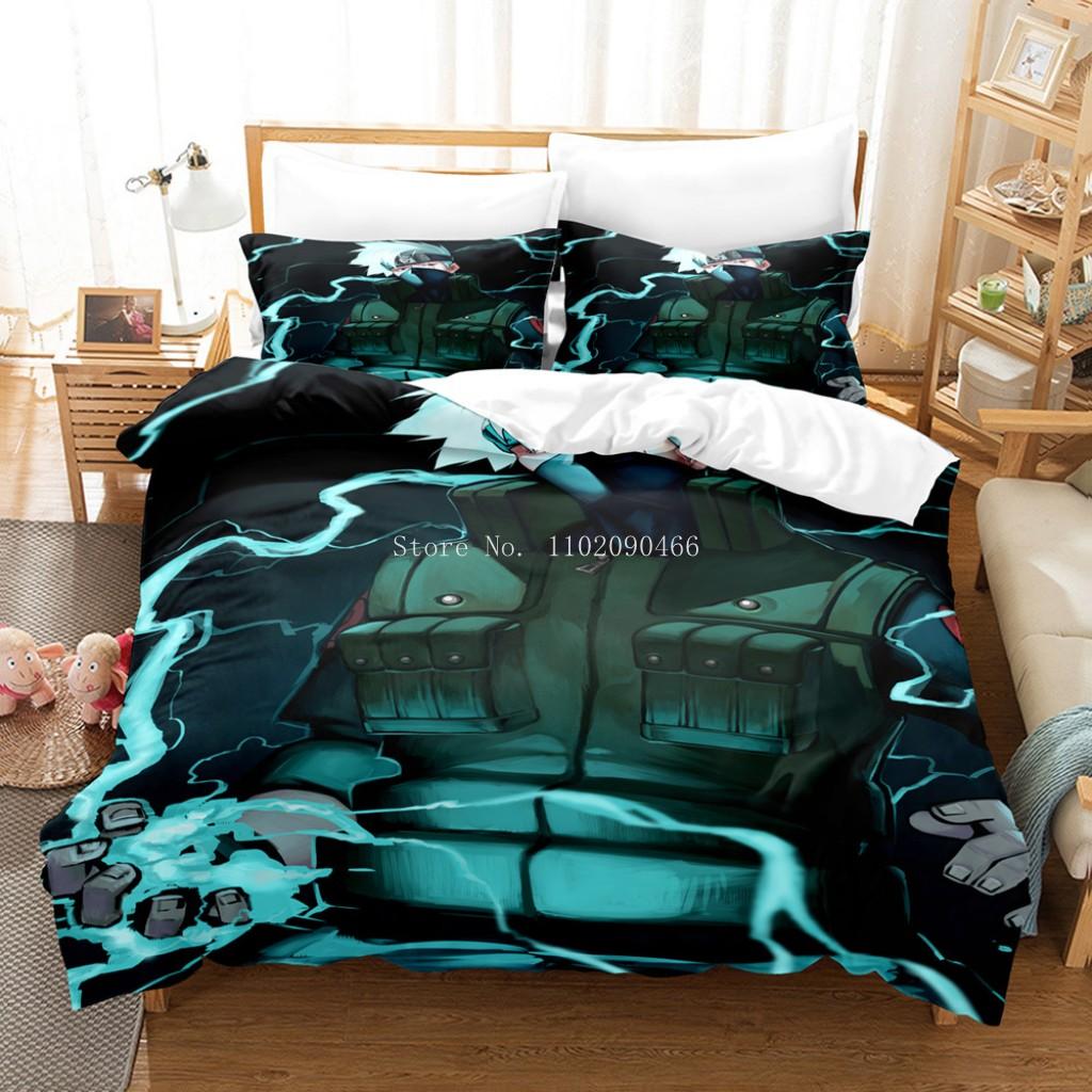 Uzumaki Naruto Bedding Set Quilt Cover Sasuke Cartoon Anime Bed Bedroom Duvet Cover Beddings Suit Kids Boys Birthday Gifts