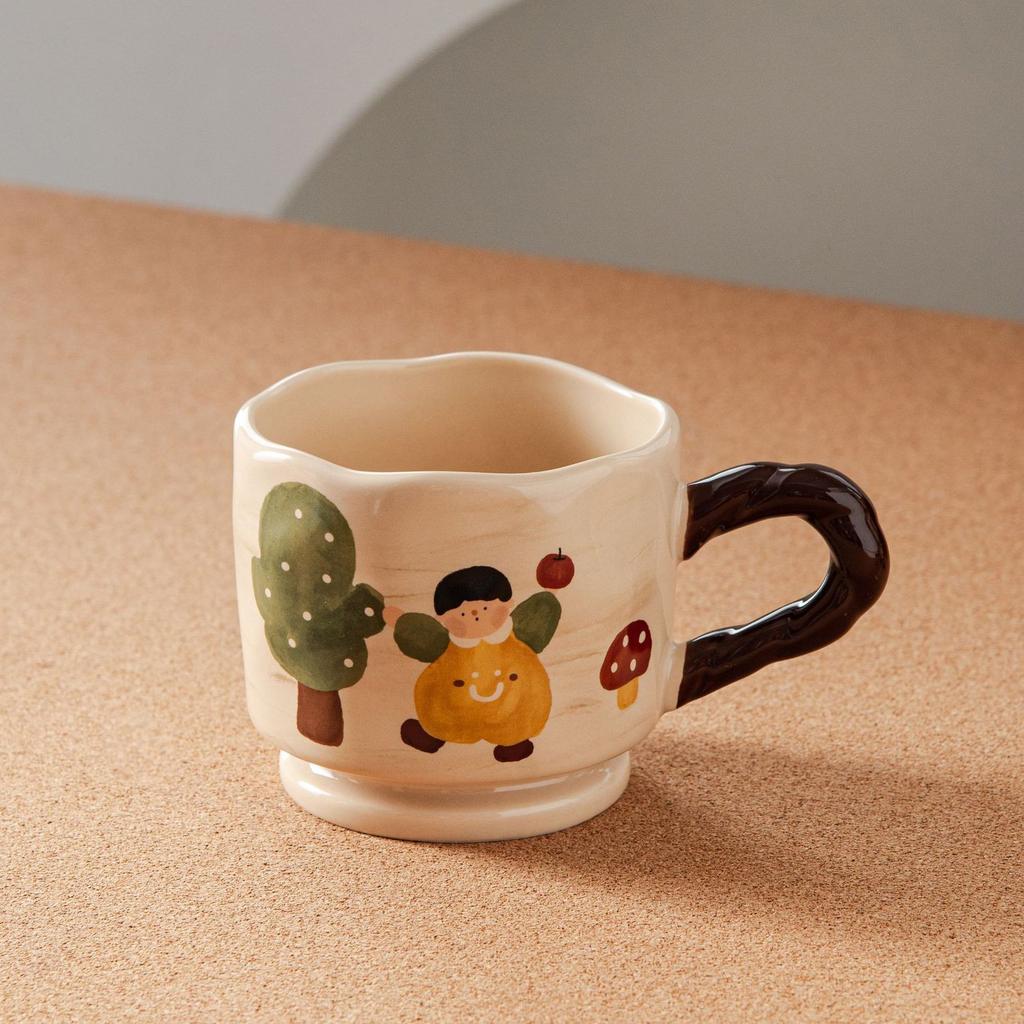 Ретро Милые Мальчики И Девочки Керамическая Домашняя Питьевая Вода Молоко Завтрак Мультфильм Чашка Творческий Высокая Ценность