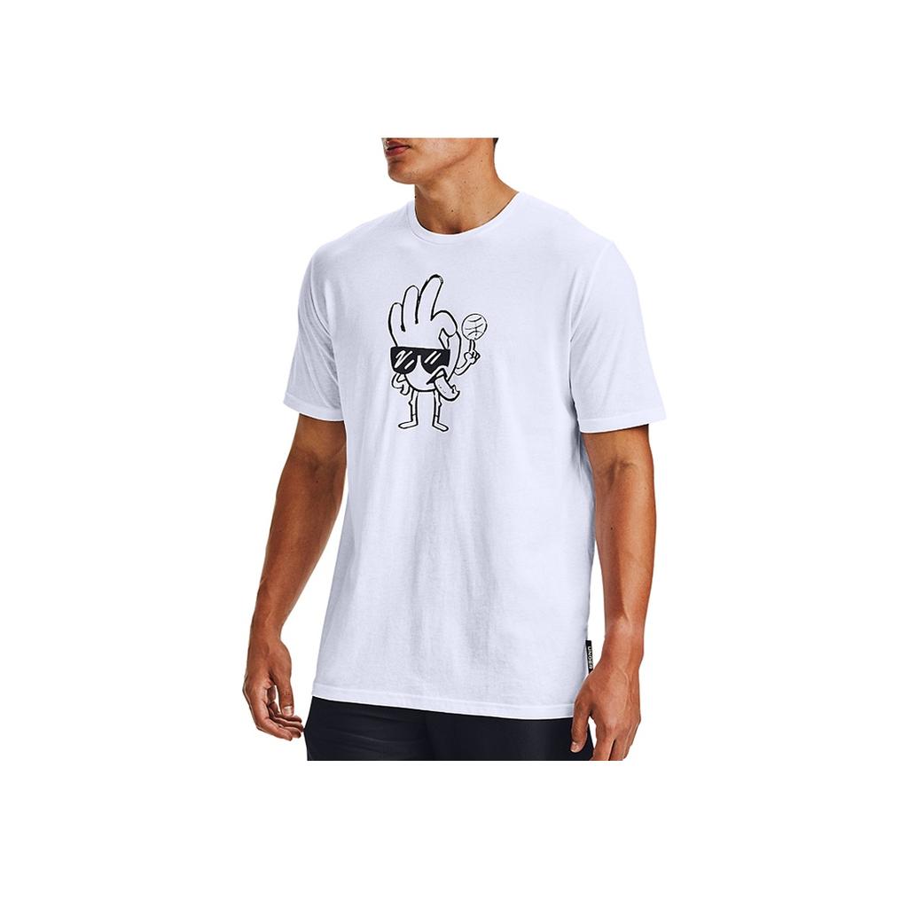 Under Armour Eddy Basketball Crew Neck Regular Fit Sports T-Shirt Men Tops White 1357000-100