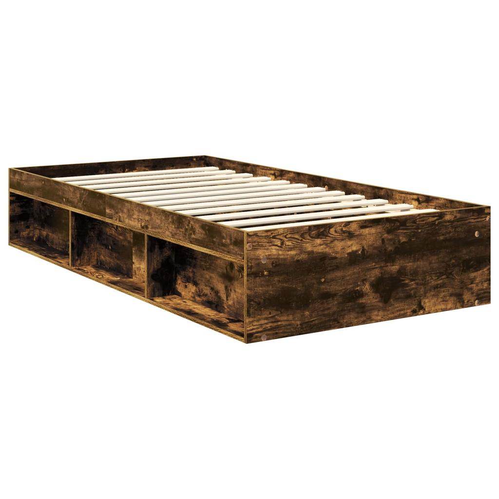 Bed Frame Smoked Oak 100 x 200 cm Solid Pine Wood