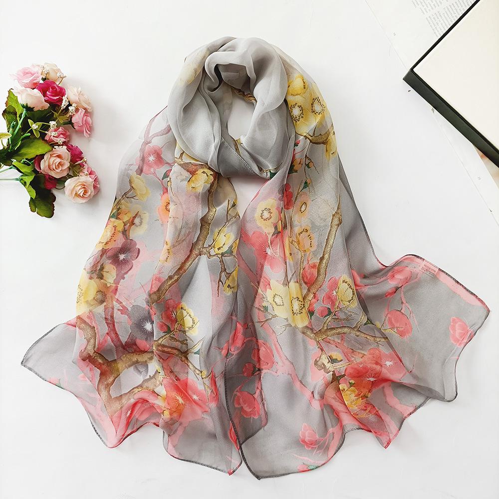 Women's Fashion Long Soft Flower Print Scarf Shawl Chiffon Scarves Beach Scarf
