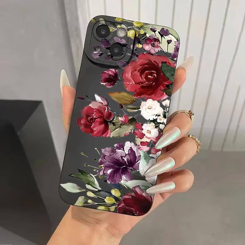 Для iPhone 16 15 14 13 12 11 Pro Max Чехол для телефона с цветочным узором Для iPhone XS Max XR X 7 8 14 Plus 15 Матовый мягкий силиконовый чехол