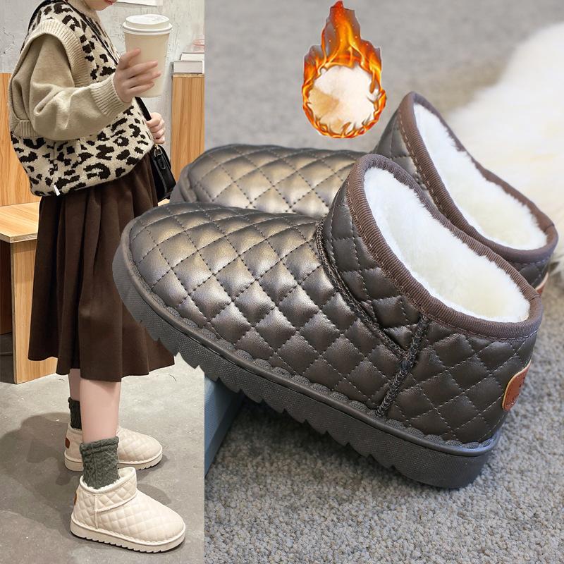 Новые детские кожаные зимние ботинки, водонепроницаемые и теплые хлопковые ботинки, осенне-зимняя обувь из бархатного хлопка