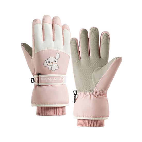 Детские лыжные перчатки для холодной погоды, сноубординга, катания на санях, ветрозащитные бархатные теплые варежки с сенсорным экраном