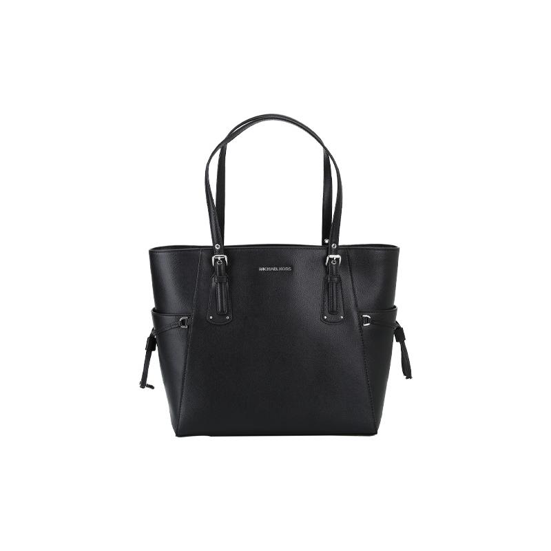 Michael Kors Voyager Однотонная сумка-тоут для поездок на работу Сумка-тоут Сумка для покупок Кожаная сумка через плечо Женская Черная