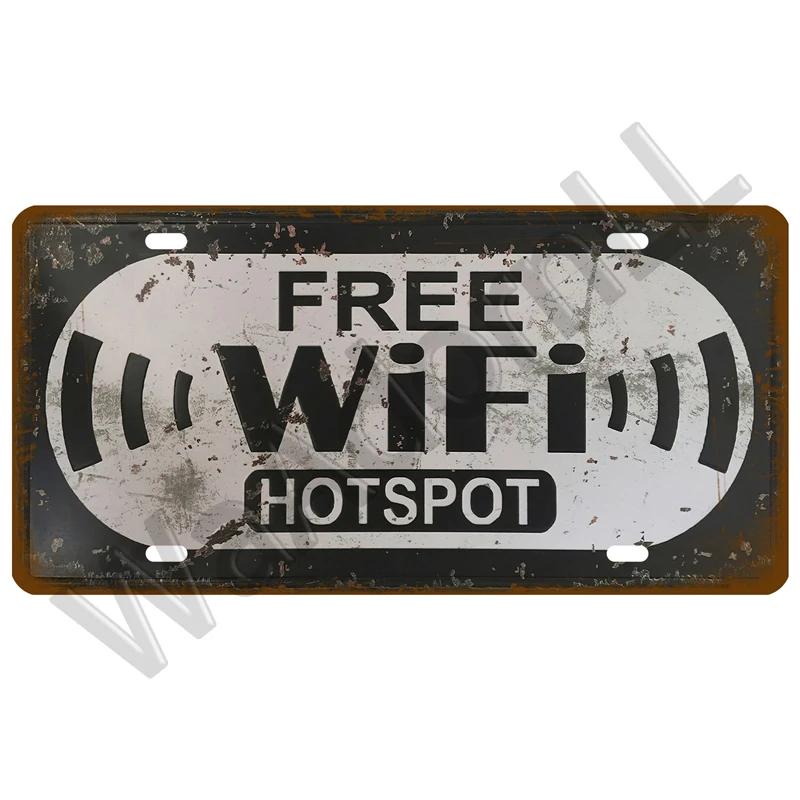 Винтажная жестяная табличка Toile Smile Welcome WIFI D Ретро Металлическая художественная пластина для декора стены магазина Туалеты Дорожный указатель
