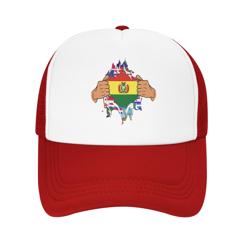 Pride of bolivia flag in my heart Custom Mesh Baseball Caps For Womens High-end Male Beach Golf Hat Snapback Cap