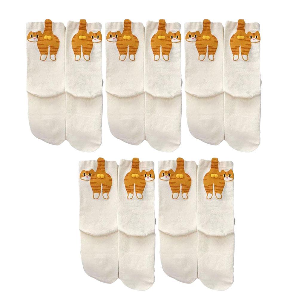 Милые носки с яйцами кошек до середины икры, японские чулки для женщин, осенне-зимние, мягкие, удобные, влагоотводящие, дышащие, парные носки