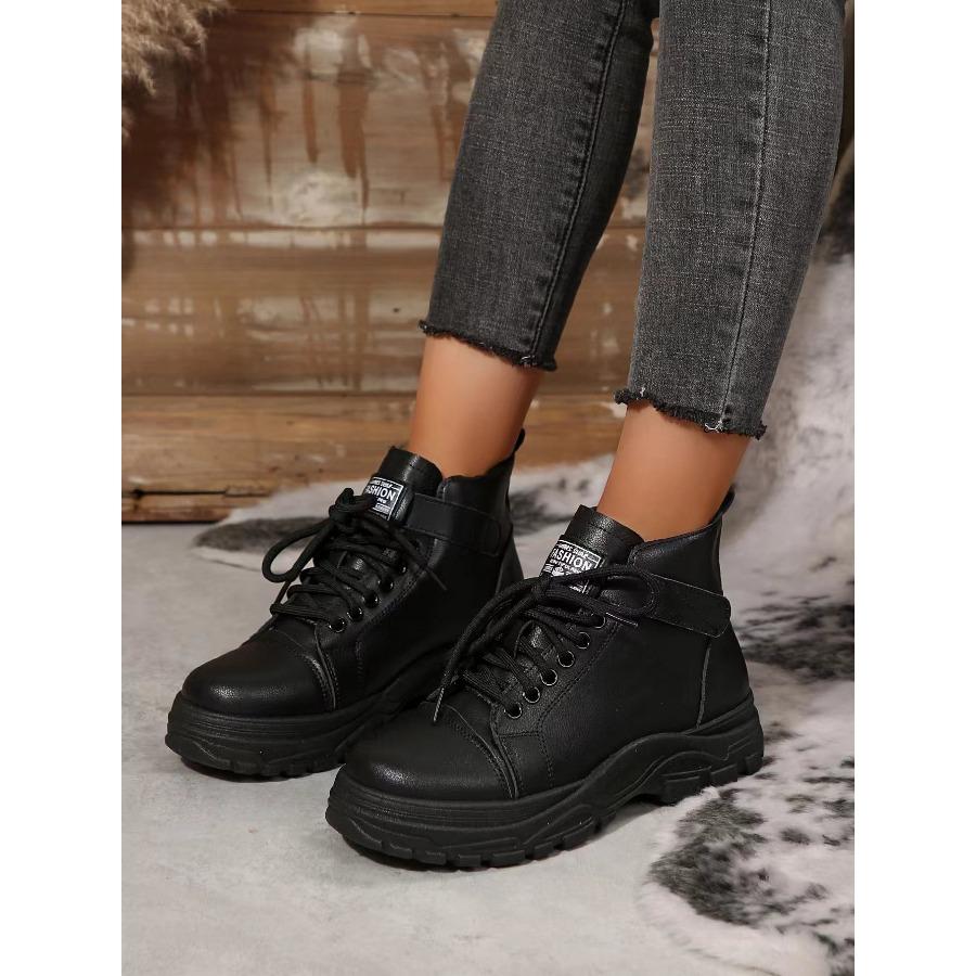 Женские ботинки Мартина больших размеров 2025 Осень/Зима Новое поступление Британский стиль Шнуровка Ботильоны Модная массивная подошва Короткие ботинки