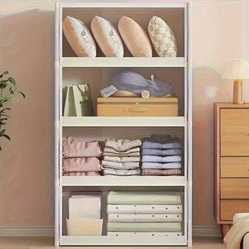 Прозрачный пластиковый многоярусный шкаф для хранения | Пыленепроницаемый напольный органайзер с прозрачными полками, классический стиль для спальни, гардероба, офиса