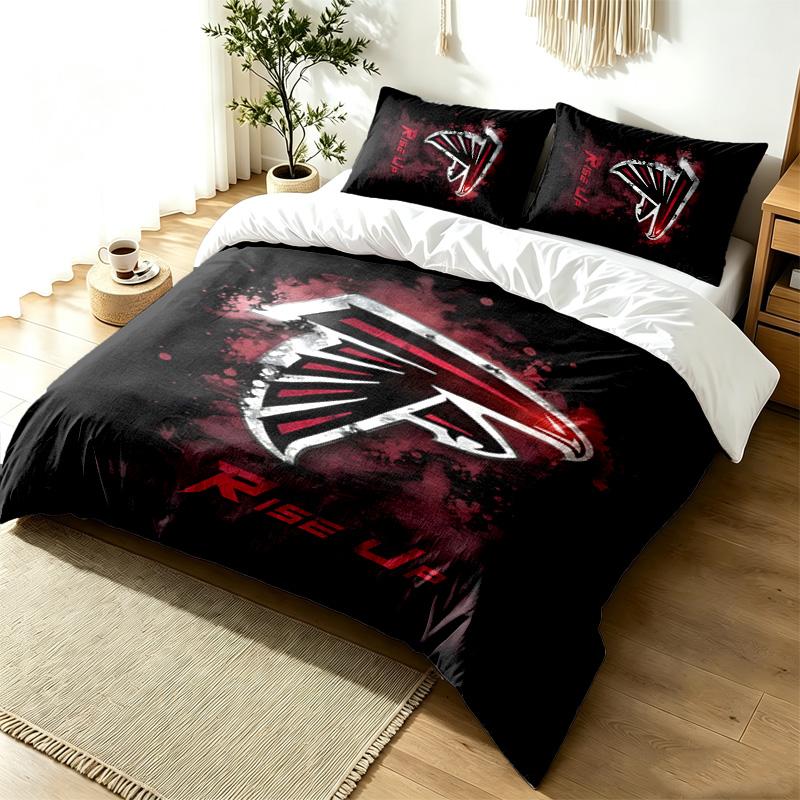 Atlanta Falcons 3pc Duvet Cover Set Simple Modern Bedding Set Wrinkle Resistant Soft Fabric All Season Use a perfect gift