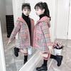 FiveFive Fashion Design Autumn Winter Parka Girl Hairy Clothes Long Woolen Coat for Kids Outerwear Grid Pattern Padded Warm Clothing