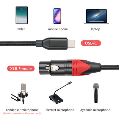USB C на XLR Female Микрофонный Кабель Type C Male на XLR Female Микрофон Студийный Аудио Шнур USB C на XLR Микрофонный Аудио Кабель