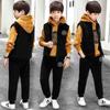 3 Pieces/set Boys Clothing Sets Kids Clothes For Teens Children Outfits Vest Hoodies Tops Pants Autumn Winter Suit Warm