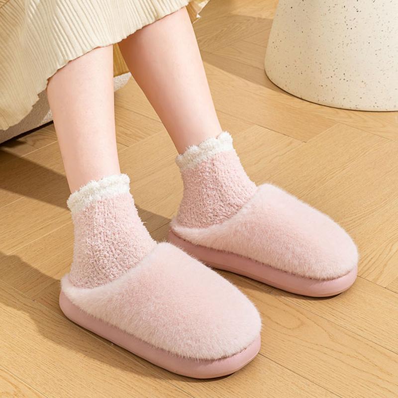 Женские домашние тапочки из искусственного меха, зимние однотонные, с мягкой подошвой, плюшевые, удобные, теплые, хлопковые тапочки с толстой подошвой