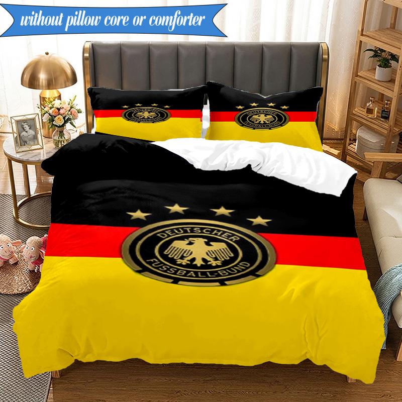 3PCS German Football Emblem Printed Soft Bedding Set,Including 1pc Duvet Cover And 2pcs Pillowcases Perfect for Bedroom, Dormitory, Fan gift