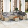 VidaXL 9-piece Garden Sofa Set with Cushions Poly Rattan Beige 3359581