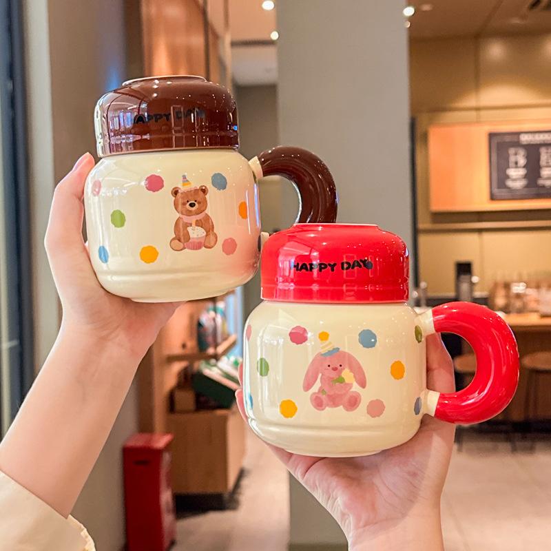 Подарок на день рождения для девочек, милая кружка с медведем, керамическая кружка высокой ценности, чайник для пары, сувенир для девушки