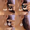 Asymmetric Starfish Shell Pendant Earrings For Women, Resin Geometric Circular Retro Popular Bohemian Style Jewelry Gift